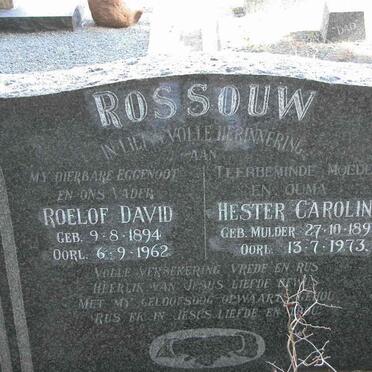 ROSSOUW Roelof David 1894-1962 &amp; Hester Carolina MULDER 1897-1973