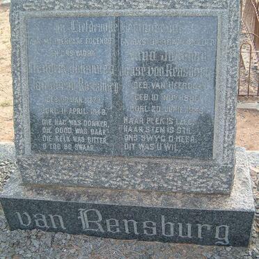 RENSBURG Hendrik Johannes, Janse van 1873-1948 &amp; Anna Johanna VAN HEERDEN 1886-1949