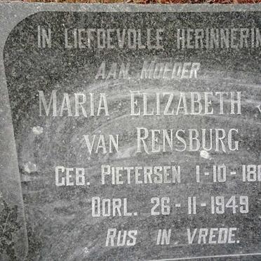RENSBURG Maria Elizabeth J., van neer PIETERSEN 1869-1949