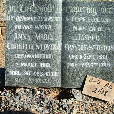 STRYDOM Jasper Francois 1883-1974 &amp; Anna Maria Cornelia VAN MEIRING 1883-1939