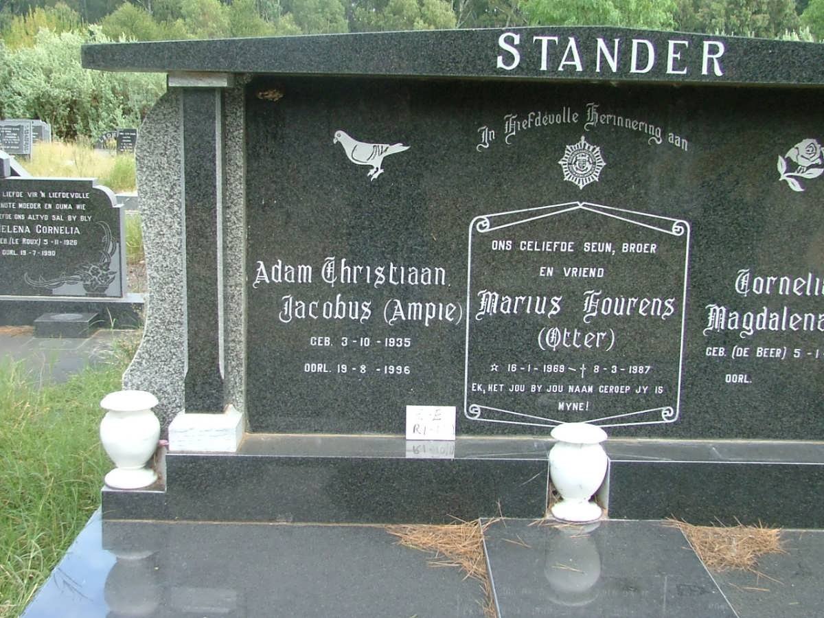 STANDER Adam Christiaan Jacobus 1935-1996 &amp; Cornelia Magdalena de BEER :: STANDER Marius Lourens 1969-1987