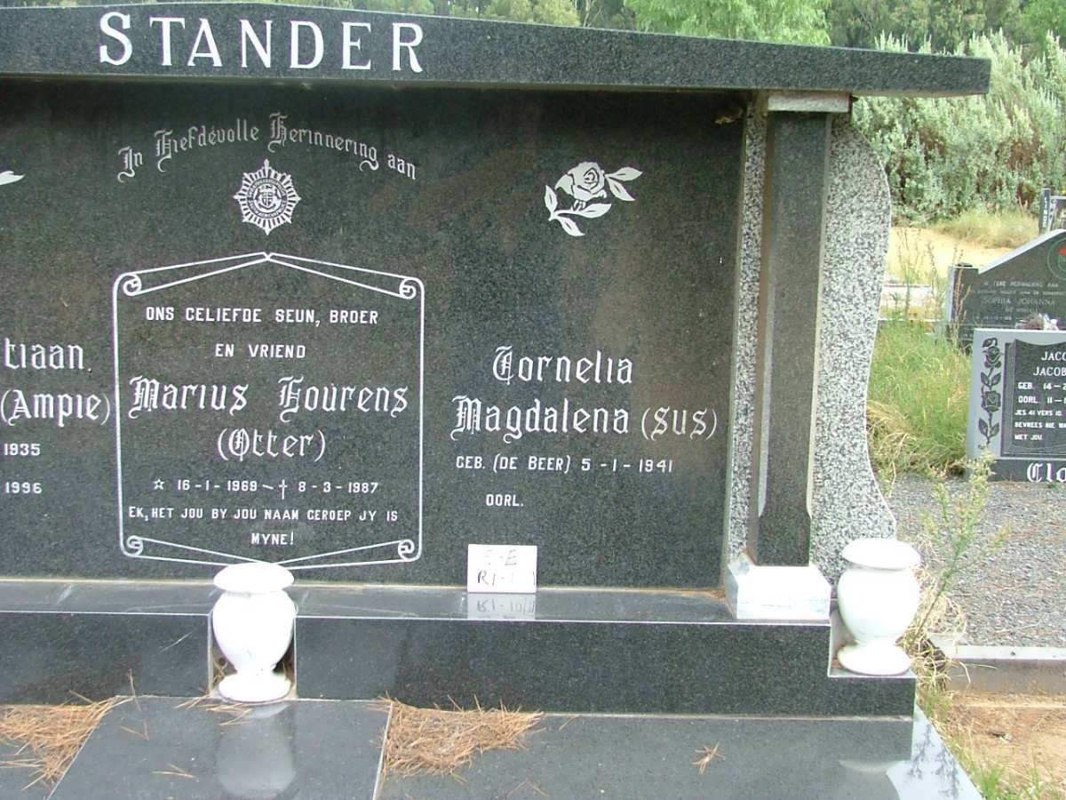 STANDER Adam Christiaan Jacobus 1935-1996 &amp; Cornelia Magdalena de BEER :: STANDER Marius Lourens 1969-1987