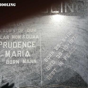 SCHOOLING Walter Cook 1897-1967 &amp; Prudence Maria  MANN 1911-1978 :: SCHOOLING Walter Cook 1937-1973 :: Eileen -2009