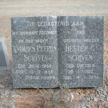 SCRIVEN Andries Petrus 1882-1955 &amp; Hester C. COETZER 1902-1970