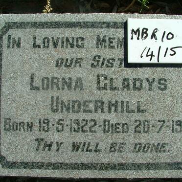 UNDERHILL Lorna Gladys 1922-1961