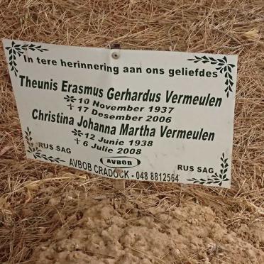 VERMEULEN Theunis Erasmus Gerhardus 1937-2006 &amp; Christina Johanna Martha 1938-2008