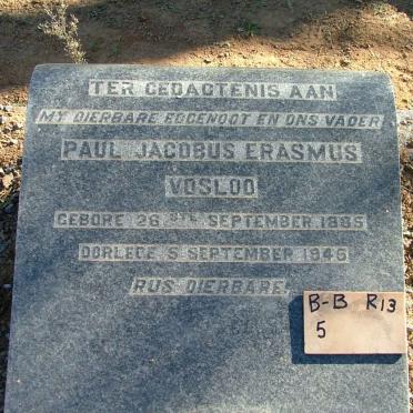 VOSLOO Paul Jacobus Erasmus 1885-1946