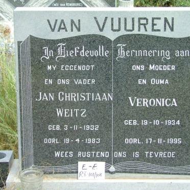 VUUREN Jan Christiaan Weitz, van 1932-1983 &amp; Veronica 1934-1995