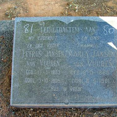 VUUREN Petrus, Jansen van 1883-1965 &amp; Maria 1885-1981