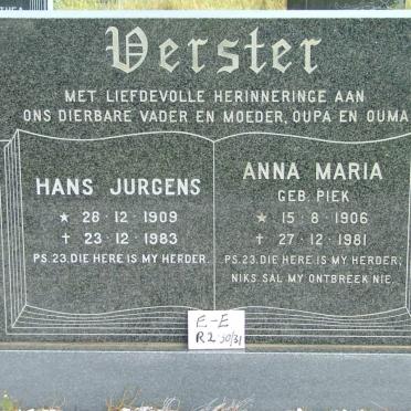 VORSTER Hans Jurgen 1909-1983 &amp; Anna Maria PIEK 1906-1981