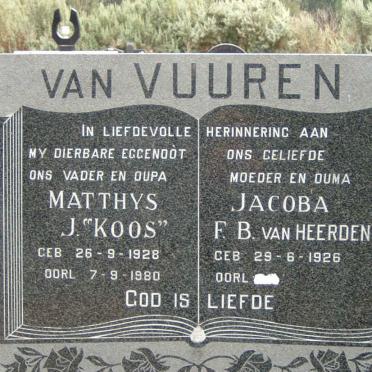 VUUREN Matthys J., van 1928-1980 &amp; Jacoba F.B. VAN HEERDEN 1926-