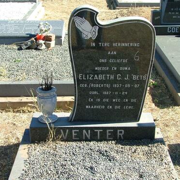 VENTER Elizabeth C.J nee ROBERTS 1937-1987