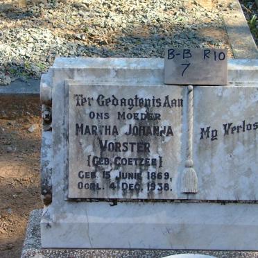 VORSTER Martha Johanna nee COETZEE 1869-1938