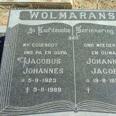 WOLMARANS Jacobus Johannes 1923-1989 &amp; Johanna Jacoba 1928-