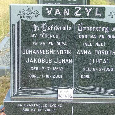 ZYL Johannes Hendrik Jakobus Johan, van 1942-2001 &amp; Anna Dorothea NEL 1939-