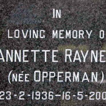 RAYNER Annette nee OPPERMAN 1936-2000