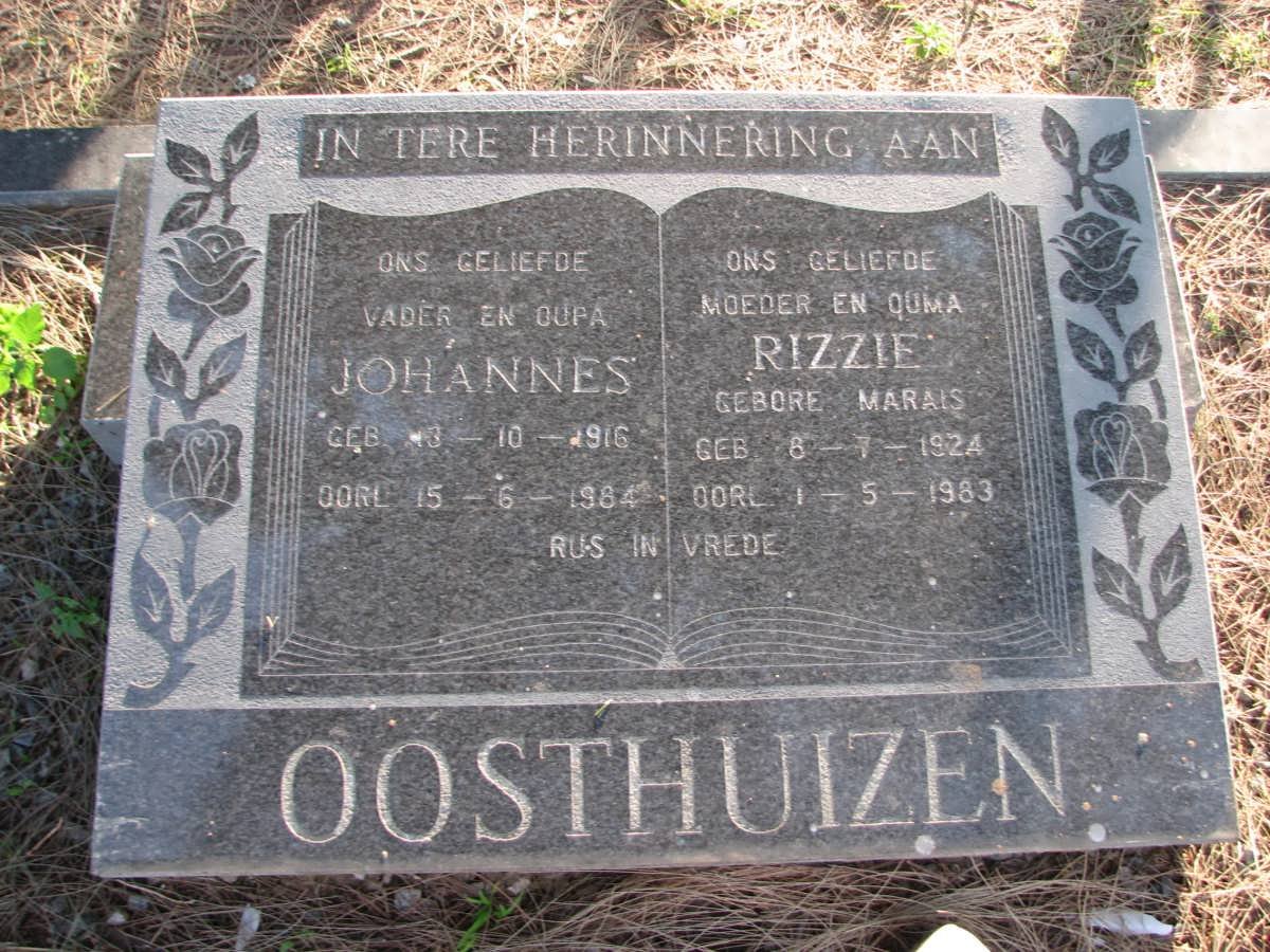 OOSTHUIZEN Johannes 1916-1984 &amp; Rizzie MARAIS 1924-1983