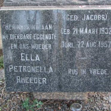 RHEEDER Ella Petronella nee JACOBS 1932-1957