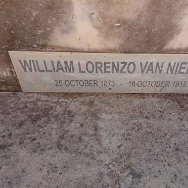 NIEKERK William Lorenzo, van 1873-1918