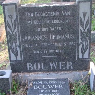 BOUWER Johannes Hermanus 1920-1967 &amp; Salomina Cornelia 1921-2007