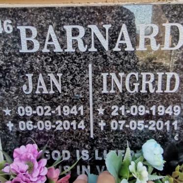 BARNARD Jan 1941-2014 &amp; Ingrid 1949-2011