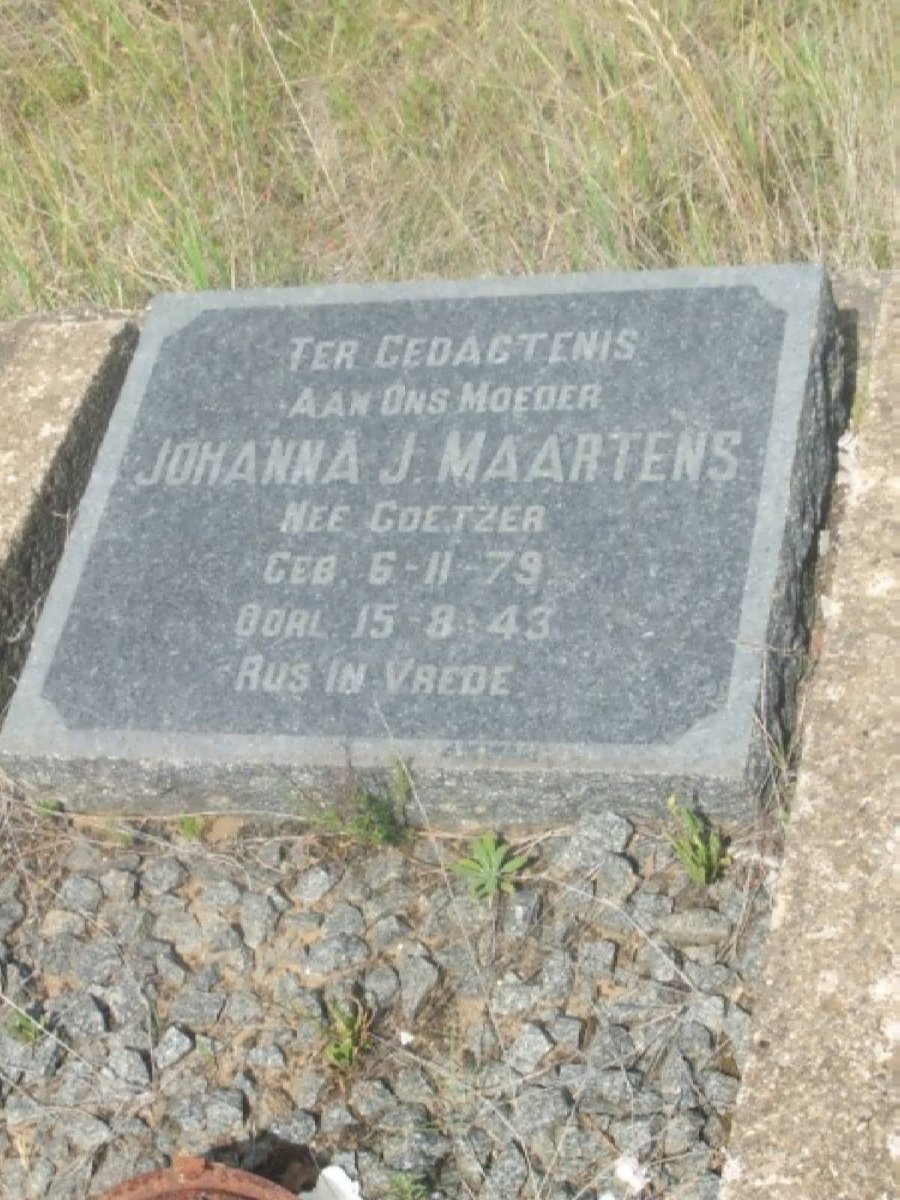 MAARTENS Johanna J. nee COETZER 1879-1943