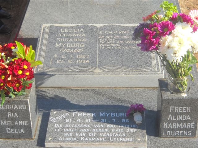 MYBURG Cecilia Johanna Susanna nee VISAGIE 1927-1994 :: MYBURG Freek 1951-1996