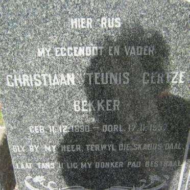 BEKKER Christiaan Teunis Gertze 1890-1957