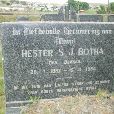 BOTHA Hester S.J.  nee BEKKER 1892-1954