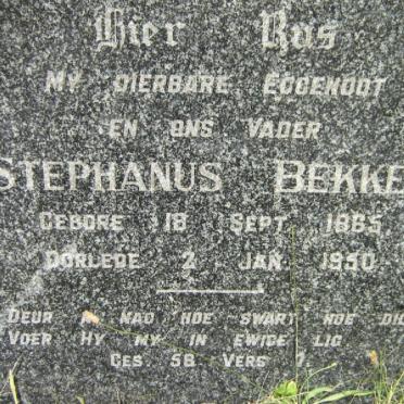 BEKKER Stephanus 1865-1950