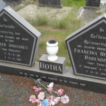 BOTHA Pieter Johannes 1911-1983 &amp; Francina Hendrina  MOOLMAN 1906-1994