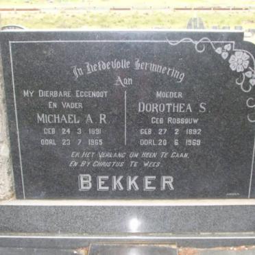 BEKKER Michael A.R. 1891-1965 &amp; Dorothea S. ROSSOUW 1892-1969