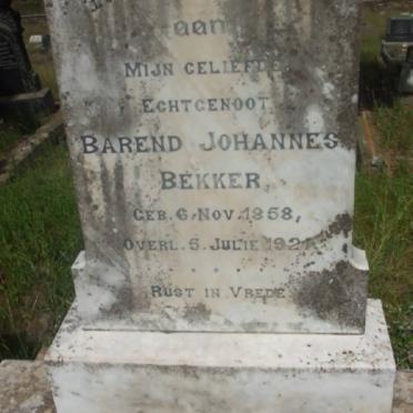 BEKKER Barend Johannes 1858-1921