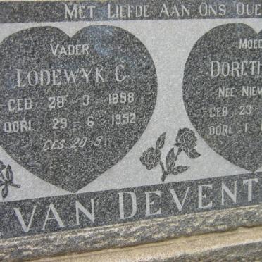 DEVENTER Lodewyk C., van 1898-1952 &amp; Dorethea M. NIEWENHUIS 1898-1967