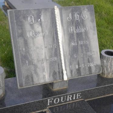FOURIE D.J. 1922-1991 &amp; J.H.C.  BUYS 1923-2004