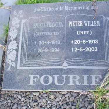 FOURIE Pieter Willem 1913-2003 &amp; Engela Francina GREYVENSTEIN 1918-1994