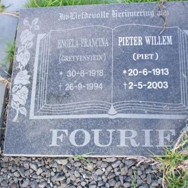 FOURIE Pieter Willem 1913-2003 &amp; Engela Francina GREYVENSTEIN 1918-1994