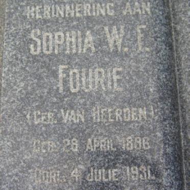 FOURIE Sophia W.F. nee VAN HEERDEN 1896-1931