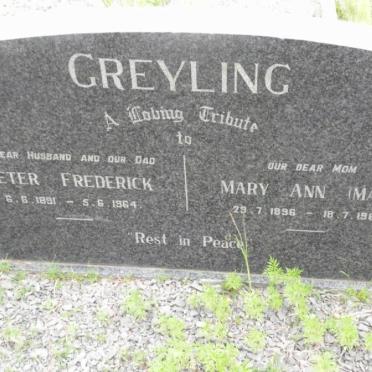 GREYLING Pieter Frederick 1891-1964 &amp; Mary Ann 1896-1969