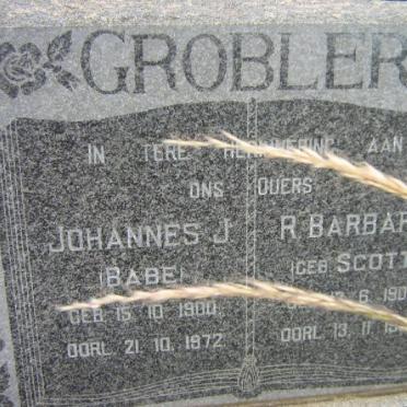 GROBLER Johannes J. 1900-1972 &amp; R. Barbara SCOTT 1907-1965