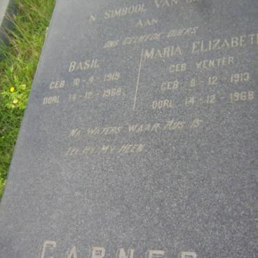 GARNER Basil 1919-1968 &amp; Maria Elizabeth VENTER 1913-1968