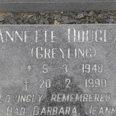 DOUGLAS Annette nee GREYLING 1948-1990
