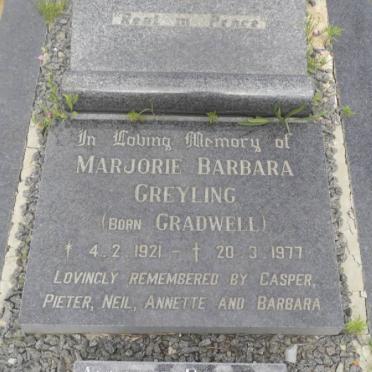 GREYLING Marjorie Barbara nee GRADWELL 1921-1977
