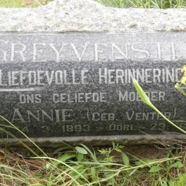 GREYVENSTEIN Annie nee VENTER 1893-1982