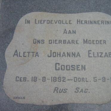GOOSEN Aletta Johanna Elizabeth 1892-1972