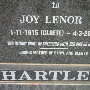 HARTLEY Joy Lenor nee CLOETE 1915-2000
