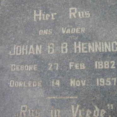 HENNING Johan B.B. 1882-1957 &amp; Casperlina J.C. STAPELBERG 1892-1955