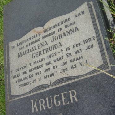 KRUGER Magdalena Johanna Gertruida nee GEYER 1902-1982