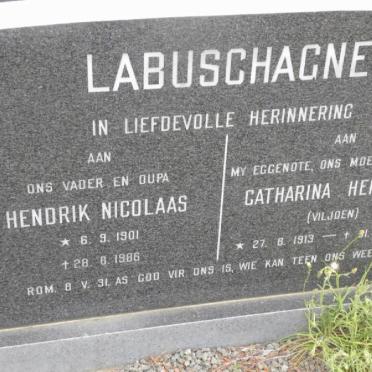 LABUSCHAGNE Hendrik Nicolaas 1901-1986 &amp; Catharina Hendrina nee VILJOEN 1913-1982