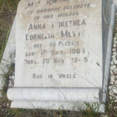 MEYER Anna Dorethea Cornelia nee DU PLESSIS 1904-1945